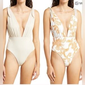 NWT Maaji Women's Nacar Medium Reversible Metallic One-Piece Swimsuit Size Large